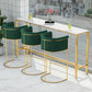 Glam Rectangle Bar Counter Table Faux Marble Bar Counter Table with Metal Legs 78.7"L x 15.7"W x 41.3"H Without Chairs Clearhalo 'Bar Furniture' 'Bar Tables' 'bar_tables' 'furn' 'furn_bar_tables' 'Furniture' 'Kitchen & Dining Furniture' 6384071