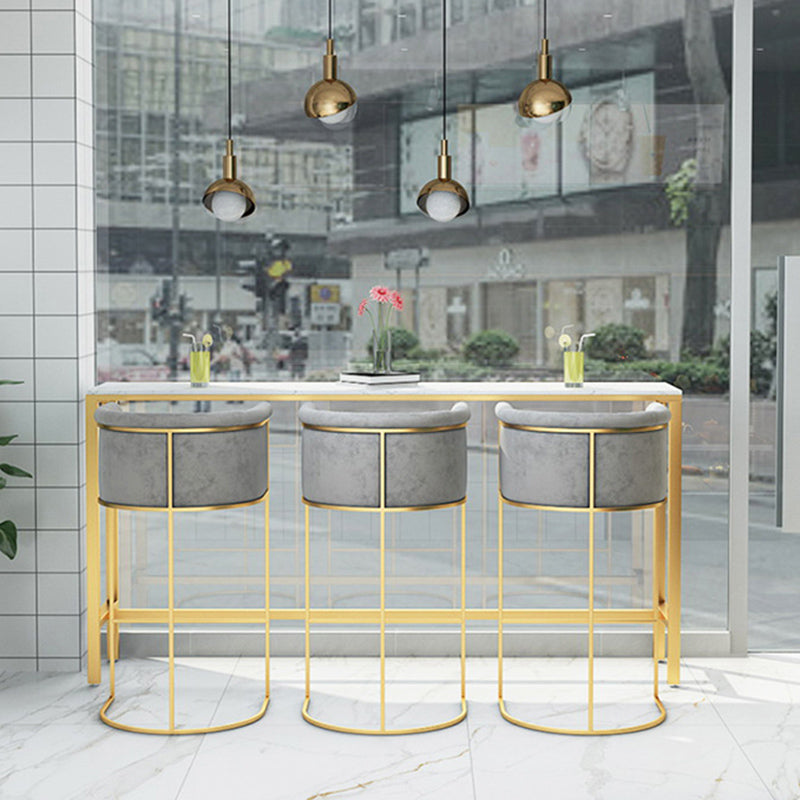 Glam Rectangle Bar Counter Table Faux Marble Bar Counter Table with Metal Legs Clearhalo 'Bar Furniture' 'Bar Tables' 'bar_tables' 'furn' 'furn_bar_tables' 'Furniture' 'Kitchen & Dining Furniture' 6384072