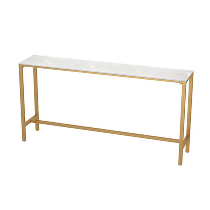 Glam Rectangle Bar Counter Table Faux Marble Bar Counter Table with Metal Legs 47.2"L x 15.7"W x 41.3"H Without Chairs Clearhalo 'Bar Furniture' 'Bar Tables' 'bar_tables' 'furn' 'furn_bar_tables' 'Furniture' 'Kitchen & Dining Furniture' 6384073