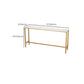 Glam Rectangle Bar Counter Table Faux Marble Bar Counter Table with Metal Legs Clearhalo 'Bar Furniture' 'Bar Tables' 'bar_tables' 'furn' 'furn_bar_tables' 'Furniture' 'Kitchen & Dining Furniture' 6384076