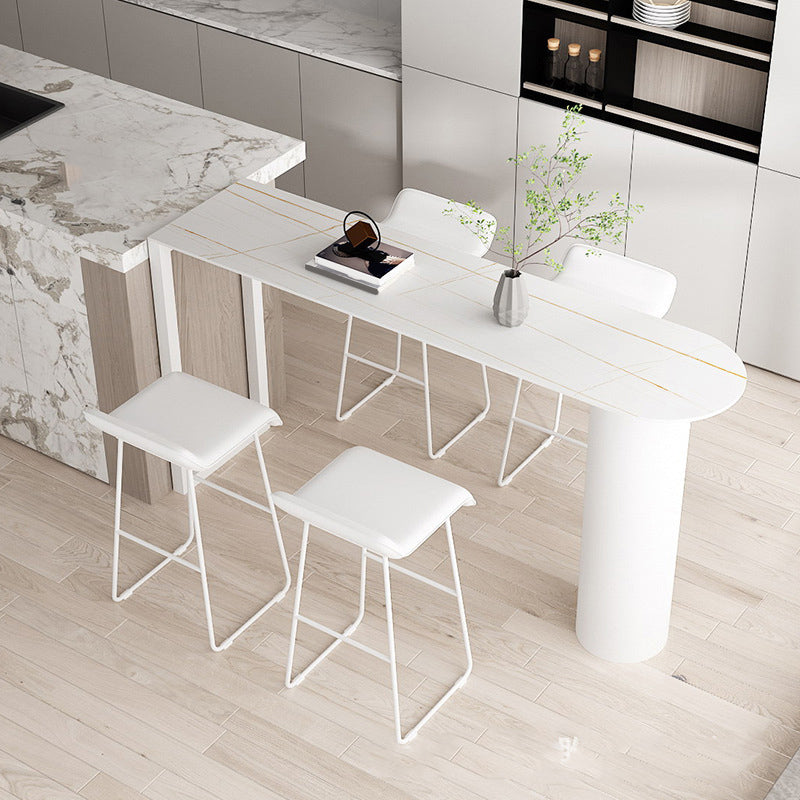Modern Rectangle Bar Counter Table Stone Bar Counter Table for Home 70.9"L x 19.7"W x 41.3"H White Without Chairs Clearhalo 'Bar Furniture' 'Bar Tables' 'bar_tables' 'furn' 'furn_bar_tables' 'Furniture' 'Kitchen & Dining Furniture' 6384080