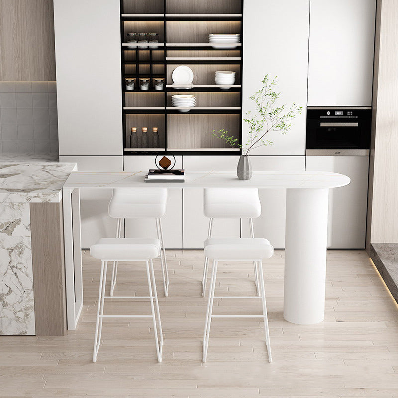 Modern Rectangle Bar Counter Table Stone Bar Counter Table for Home 63"L x 19.7"W x 41.3"H White Without Chairs Clearhalo 'Bar Furniture' 'Bar Tables' 'bar_tables' 'furn' 'furn_bar_tables' 'Furniture' 'Kitchen & Dining Furniture' 6384081