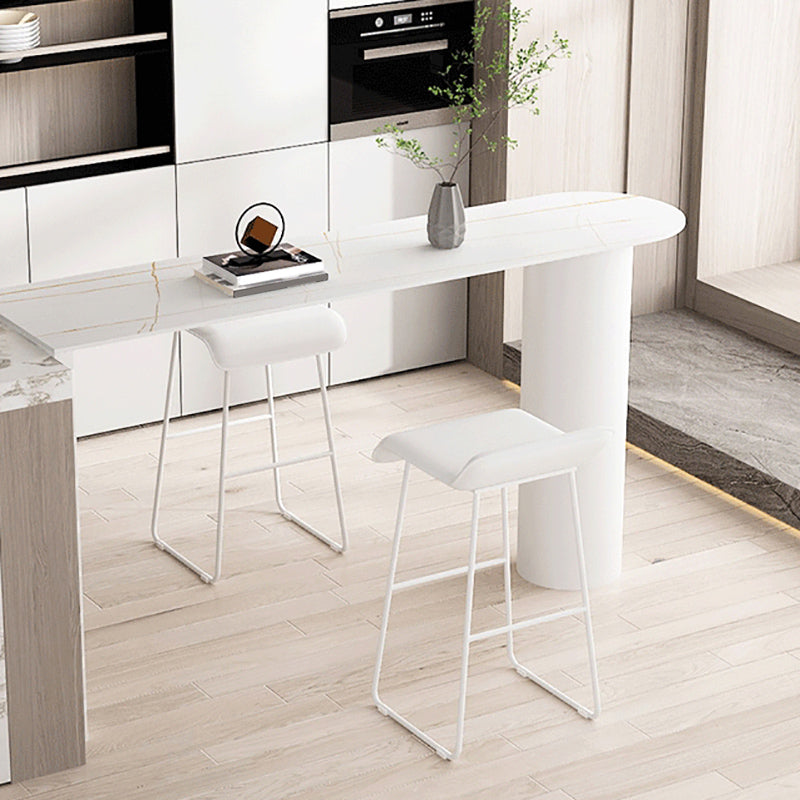 Modern Rectangle Bar Counter Table Stone Bar Counter Table for Home 55.1"L x 19.7"W x 41.3"H White Without Chairs Clearhalo 'Bar Furniture' 'Bar Tables' 'bar_tables' 'furn' 'furn_bar_tables' 'Furniture' 'Kitchen & Dining Furniture' 6384082