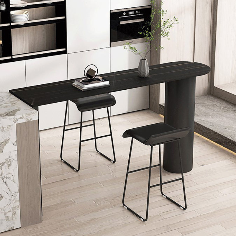 Modern Rectangle Bar Counter Table Stone Bar Counter Table for Home Black Without Chairs Clearhalo 'Bar Furniture' 'Bar Tables' 'bar_tables' 'furn' 'furn_bar_tables' 'Furniture' 'Kitchen & Dining Furniture' 6384088