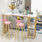 Glam Faux Rectangle Bar Counter Table Marble Bar Counter Table with Metal Legs for Home 55.1"L x 15.7"W x 41.3"H Gold Without Chairs Clearhalo 'Bar Furniture' 'Bar Tables' 'bar_tables' 'furn' 'furn_bar_tables' 'Furniture' 'Kitchen & Dining Furniture' 6384097