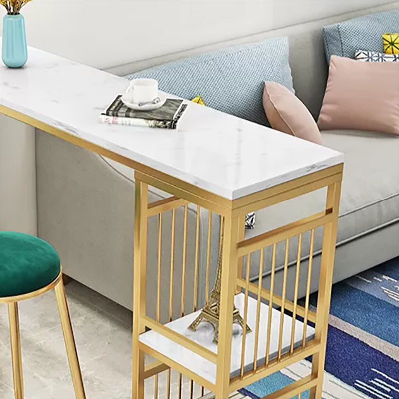 Glam Faux Rectangle Bar Counter Table Marble Bar Counter Table with Metal Legs for Home Clearhalo 'Bar Furniture' 'Bar Tables' 'bar_tables' 'furn' 'furn_bar_tables' 'Furniture' 'Kitchen & Dining Furniture' 6384101