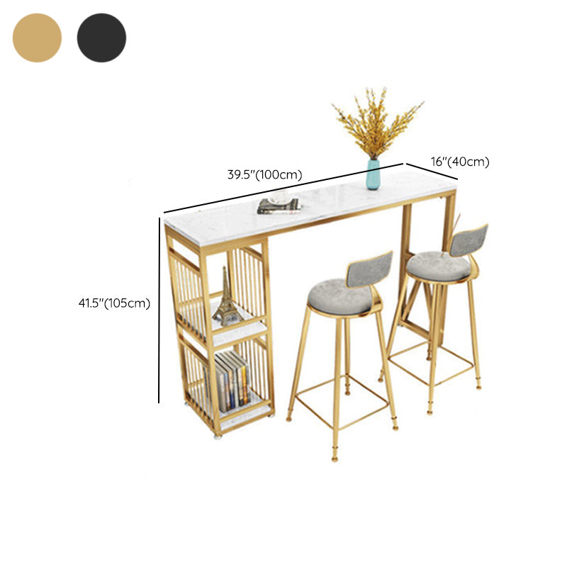 Glam Faux Rectangle Bar Counter Table Marble Bar Counter Table with Metal Legs for Home Clearhalo 'Bar Furniture' 'Bar Tables' 'bar_tables' 'furn' 'furn_bar_tables' 'Furniture' 'Kitchen & Dining Furniture' 6384103