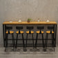Wood Top Bar-height Table Black Legs and Metal Base Bar Table for Living Room 94.5"L x 15.7"W x 41.3"H Without Chairs Clearhalo 'Bar Furniture' 'Bar Tables' 'bar_tables' 'furn' 'furn_bar_tables' 'Furniture' 'Kitchen & Dining Furniture' 6384167