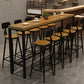 Wood Top Bar-height Table Black Legs and Metal Base Bar Table for Living Room 78.7"L x 15.7"W x 41.3"H Without Chairs Clearhalo 'Bar Furniture' 'Bar Tables' 'bar_tables' 'furn' 'furn_bar_tables' 'Furniture' 'Kitchen & Dining Furniture' 6384168