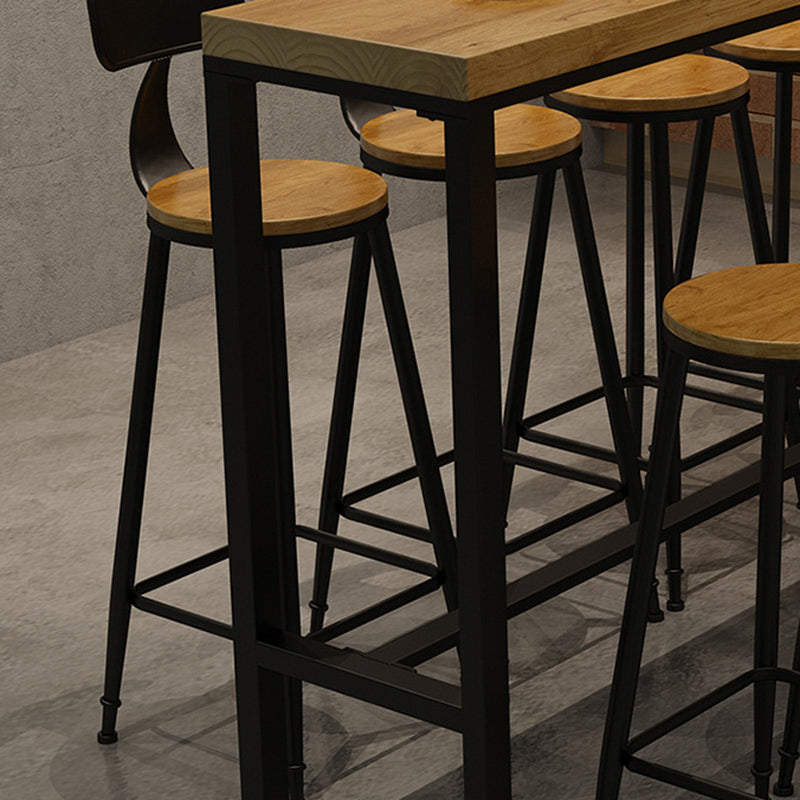 Wood Top Bar-height Table Black Legs and Metal Base Bar Table for Living Room Clearhalo 'Bar Furniture' 'Bar Tables' 'bar_tables' 'furn' 'furn_bar_tables' 'Furniture' 'Kitchen & Dining Furniture' 6384171