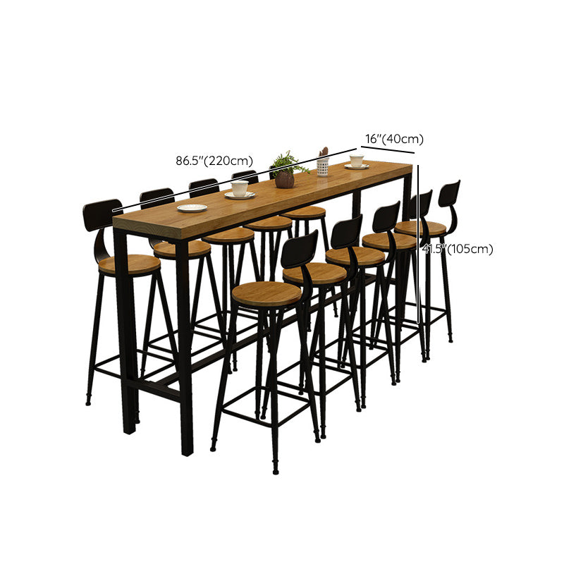 Wood Top Bar-height Table Black Legs and Metal Base Bar Table for Living Room Clearhalo 'Bar Furniture' 'Bar Tables' 'bar_tables' 'furn' 'furn_bar_tables' 'Furniture' 'Kitchen & Dining Furniture' 6384175