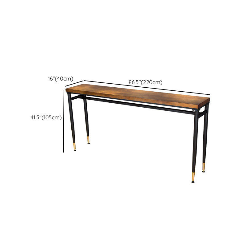 Table à hauteur de bar avec plateau en bois, pieds noirs et base en métal