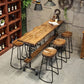 Wood Top Bar-height Table Black and Metal Legs Bar Table for Living Room 78.7"L x 19.7"W x 41.3"H Without Chairs Clearhalo 'Bar Furniture' 'Bar Tables' 'bar_tables' 'furn' 'furn_bar_tables' 'Furniture' 'Kitchen & Dining Furniture' 6384239