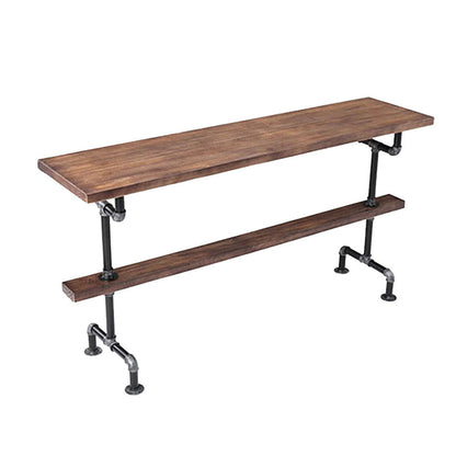 Wood Top Bar-height Table Black and Metal Legs Bar Table for Living Room Without Chairs Clearhalo 'Bar Furniture' 'Bar Tables' 'bar_tables' 'furn' 'furn_bar_tables' 'Furniture' 'Kitchen & Dining Furniture' 6384241