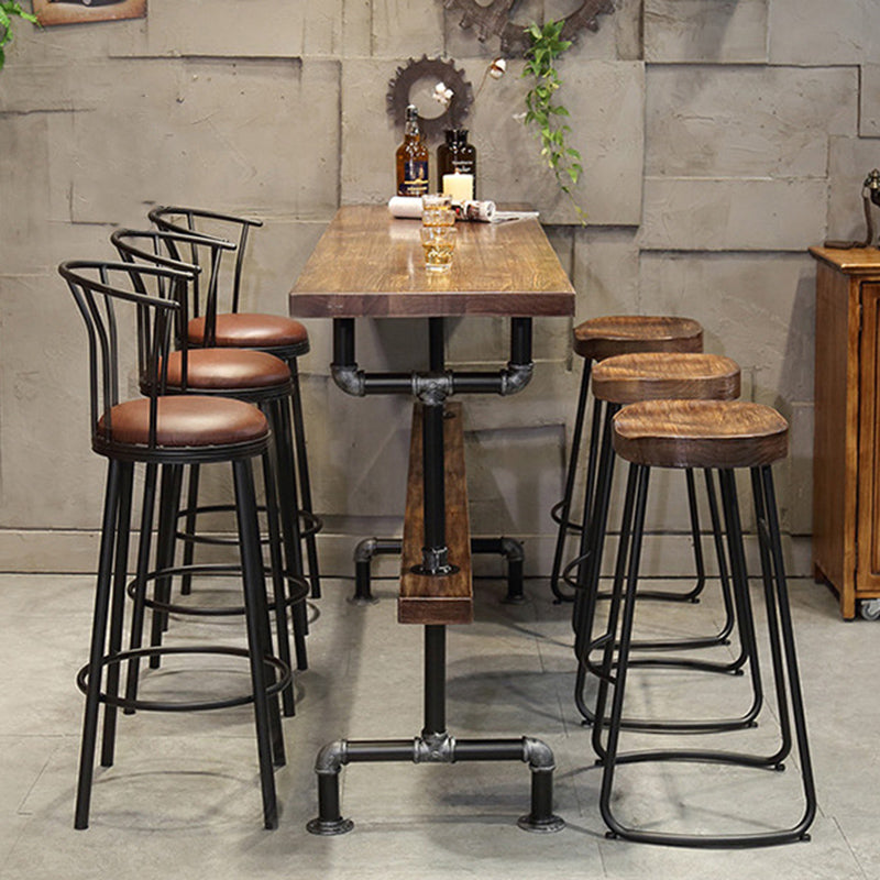 Wood Top Bar-height Table Black and Metal Legs Bar Table for Living Room Clearhalo 'Bar Furniture' 'Bar Tables' 'bar_tables' 'furn' 'furn_bar_tables' 'Furniture' 'Kitchen & Dining Furniture' 6384246