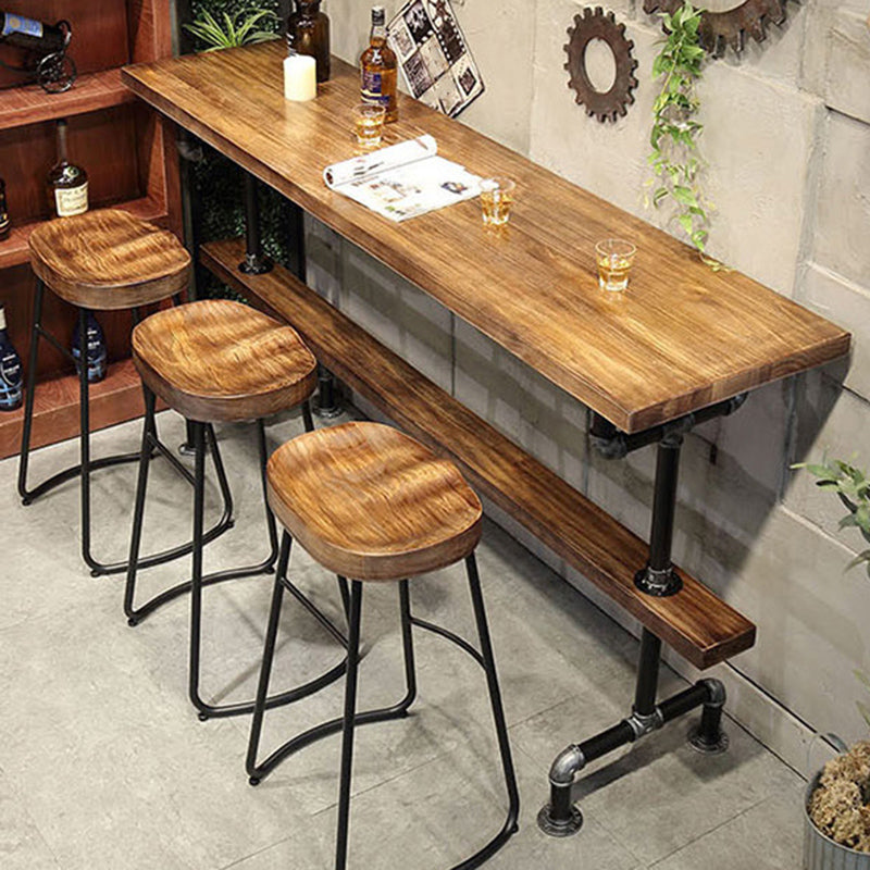 Wood Top Bar-height Table Black and Metal Legs Bar Table for Living Room Clearhalo 'Bar Furniture' 'Bar Tables' 'bar_tables' 'furn' 'furn_bar_tables' 'Furniture' 'Kitchen & Dining Furniture' 6384248