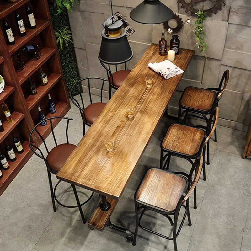 Wood Top Bar-height Table Black and Metal Legs Bar Table for Living Room Clearhalo 'Bar Furniture' 'Bar Tables' 'bar_tables' 'furn' 'furn_bar_tables' 'Furniture' 'Kitchen & Dining Furniture' 6384249