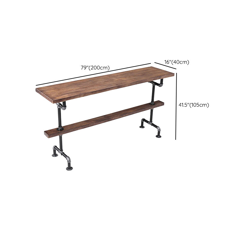 Wood Top Bar-height Table Black and Metal Legs Bar Table for Living Room Clearhalo 'Bar Furniture' 'Bar Tables' 'bar_tables' 'furn' 'furn_bar_tables' 'Furniture' 'Kitchen & Dining Furniture' 6384250