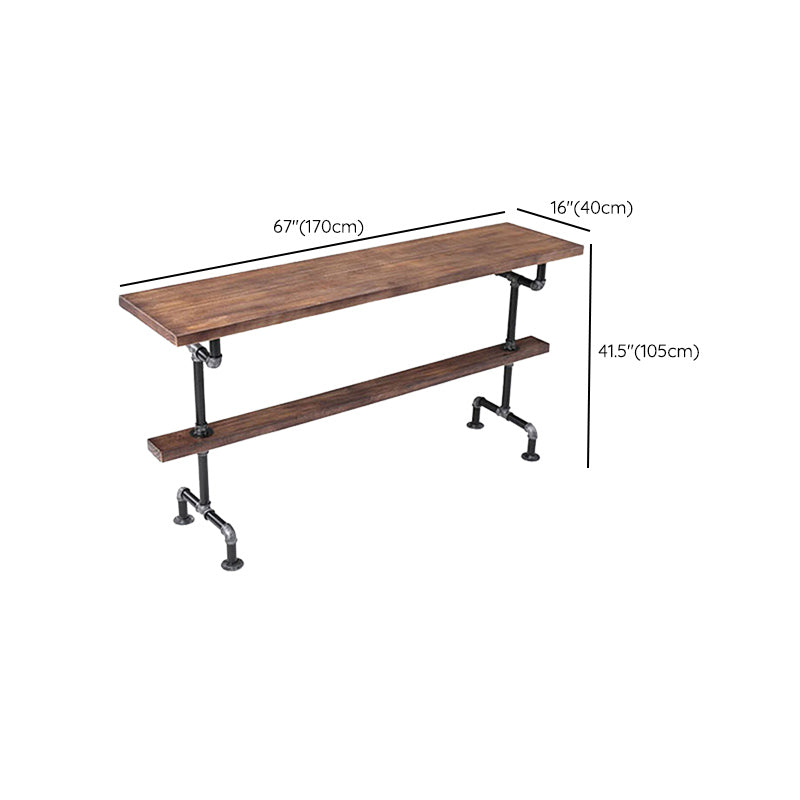 Wood Top Bar-height Table Black and Metal Legs Bar Table for Living Room Clearhalo 'Bar Furniture' 'Bar Tables' 'bar_tables' 'furn' 'furn_bar_tables' 'Furniture' 'Kitchen & Dining Furniture' 6384260