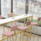 Modern Bar-height Table Faux Marble Top Pub Table with Metal Base