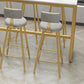 Modern Bar-height Table Faux Marble Top Pub Table with Metal Base