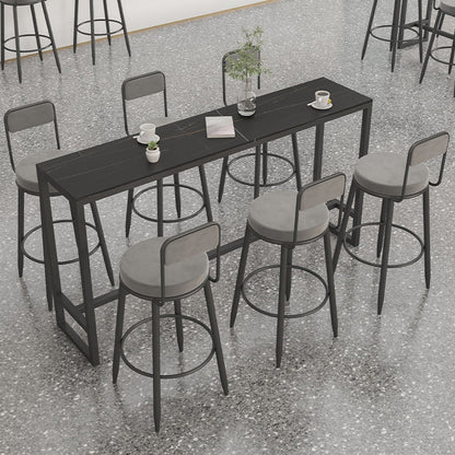 Mesa rectangular con altura de barra, mesa de pub con base metálica para uso en patio