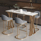 Tavolo da Bar Glam Tavolo da Pub Rettangolare Bianco con Base Oro