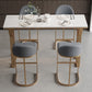 Tavolo da Bar Glam Tavolo da Pub Rettangolare Bianco con Base Oro