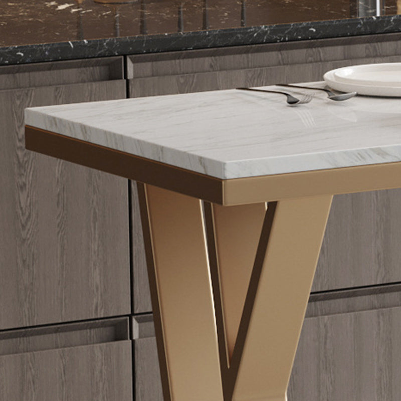Tavolo da Bar Glam Tavolo da Pub Rettangolare Bianco con Base Oro