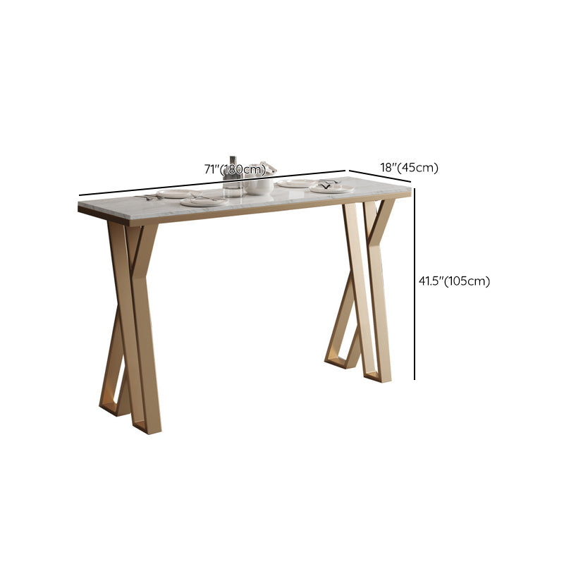 Tavolo da Bar Glam Tavolo da Pub Rettangolare Bianco con Base Oro