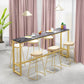 Glam Bar-height Table Faux Marble Top Pub Table with Gold Base