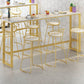 Glam Bar-height Table Faux Marble Top Pub Table with Gold Base
