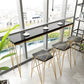 Glam Bar-height Table Solid Wood Top Pub Table for Dining Room 70.9"L x 15.7"W x 41.3"H Black Without Chairs Clearhalo 'Bar Furniture' 'Bar Tables' 'bar_tables' 'furn' 'furn_bar_tables' 'Furniture' 'Kitchen & Dining Furniture' 6384395