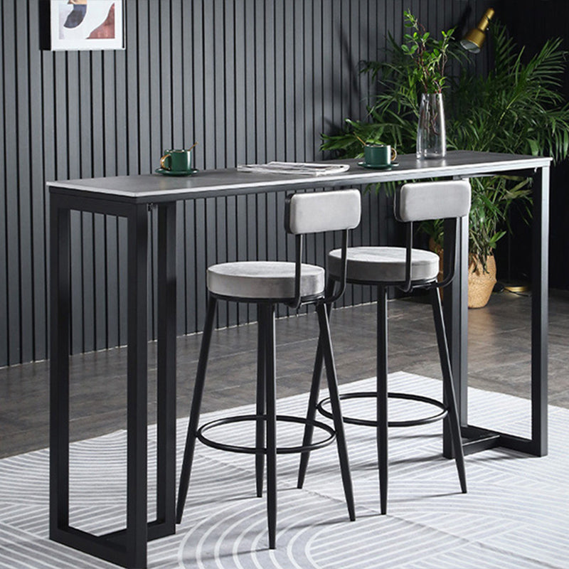 Industrial Bar-height Table Stone Top Pub Table with Black Base Clearhalo 'Bar Furniture' 'Bar Tables' 'bar_tables' 'furn' 'furn_bar_tables' 'Furniture' 'Kitchen & Dining Furniture' 6384416