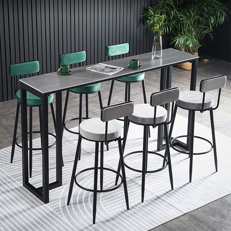 Industrial Bar-height Table Stone Top Pub Table with Black Base Clearhalo 'Bar Furniture' 'Bar Tables' 'bar_tables' 'furn' 'furn_bar_tables' 'Furniture' 'Kitchen & Dining Furniture' 6384419