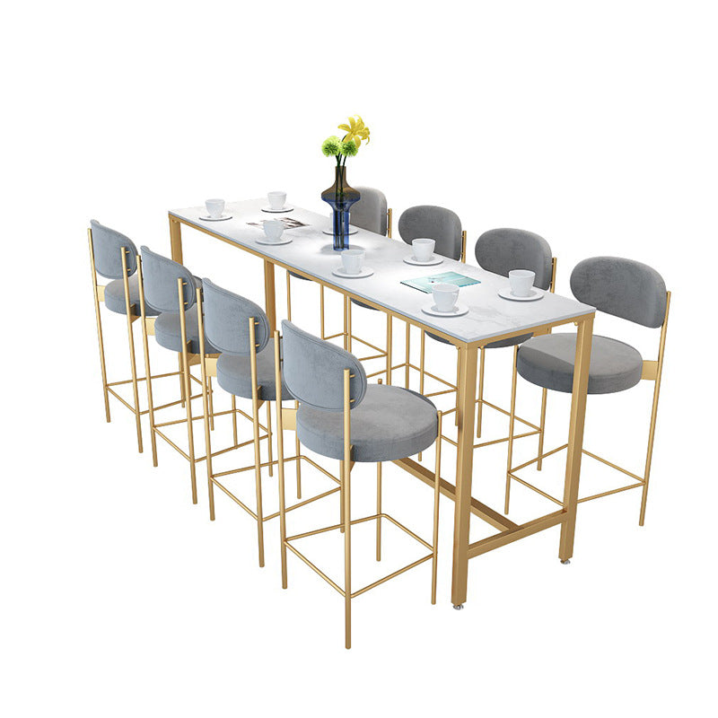 Glam Bar-height Table Faux Marble Top Pub Table for Dining Room Clearhalo 'Bar Furniture' 'Bar Tables' 'bar_tables' 'furn' 'furn_bar_tables' 'Furniture' 'Kitchen & Dining Furniture' 6384434