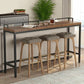 Mesa industrial con altura de barra, mesa de pub con tapa de madera maciza y base negra