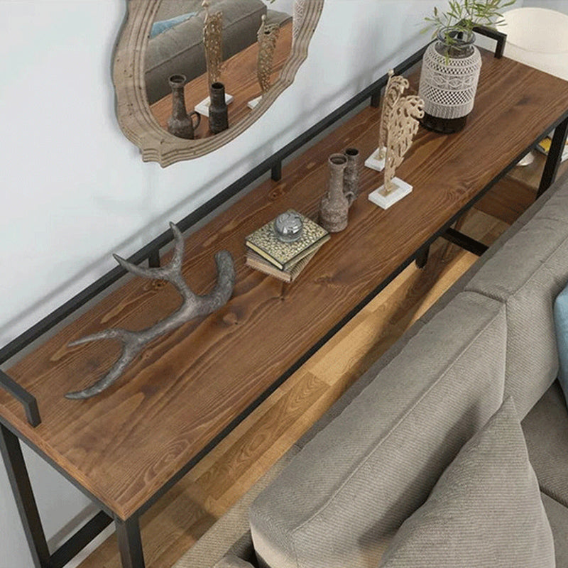 Mesa industrial con altura de barra, mesa de pub con tapa de madera maciza y base negra