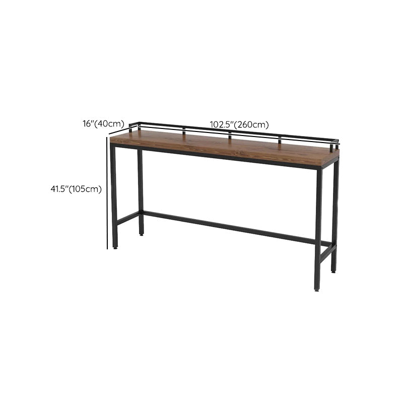 Mesa industrial con altura de barra, mesa de pub con tapa de madera maciza y base negra
