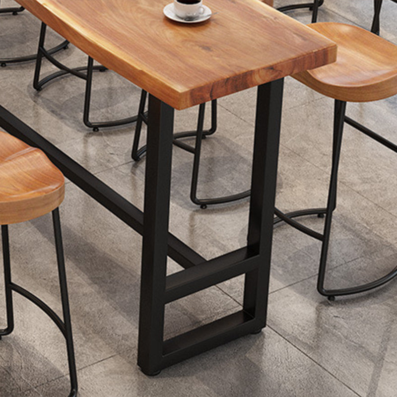 Modern Bar Height Pub Table Solid Wood Top Pub Table with Black Base Clearhalo 'Bar Furniture' 'Bar Tables' 'bar_tables' 'furn' 'furn_bar_tables' 'Furniture' 'Kitchen & Dining Furniture' 6384472