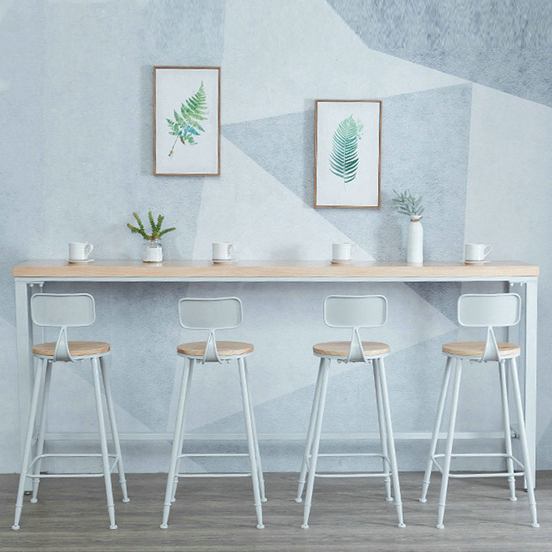 Rectangular Bar-height Table Solid Wood Top Pub Table with Metal Base 94.5"L x 15.7"W x 41.3"H Without Chairs Clearhalo 'Bar Furniture' 'Bar Tables' 'bar_tables' 'furn' 'furn_bar_tables' 'Furniture' 'Kitchen & Dining Furniture' 6384489