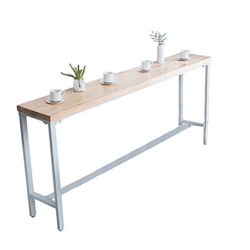 Rectangular Bar-height Table Solid Wood Top Pub Table with Metal Base Without Chairs Clearhalo 'Bar Furniture' 'Bar Tables' 'bar_tables' 'furn' 'furn_bar_tables' 'Furniture' 'Kitchen & Dining Furniture' 6384493