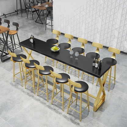 Glam Bar-height Table Solid Wood Top Pub Table for Patio Use Black Without Chairs Clearhalo 'Bar Furniture' 'Bar Tables' 'bar_tables' 'furn' 'furn_bar_tables' 'Furniture' 'Kitchen & Dining Furniture' 6384507