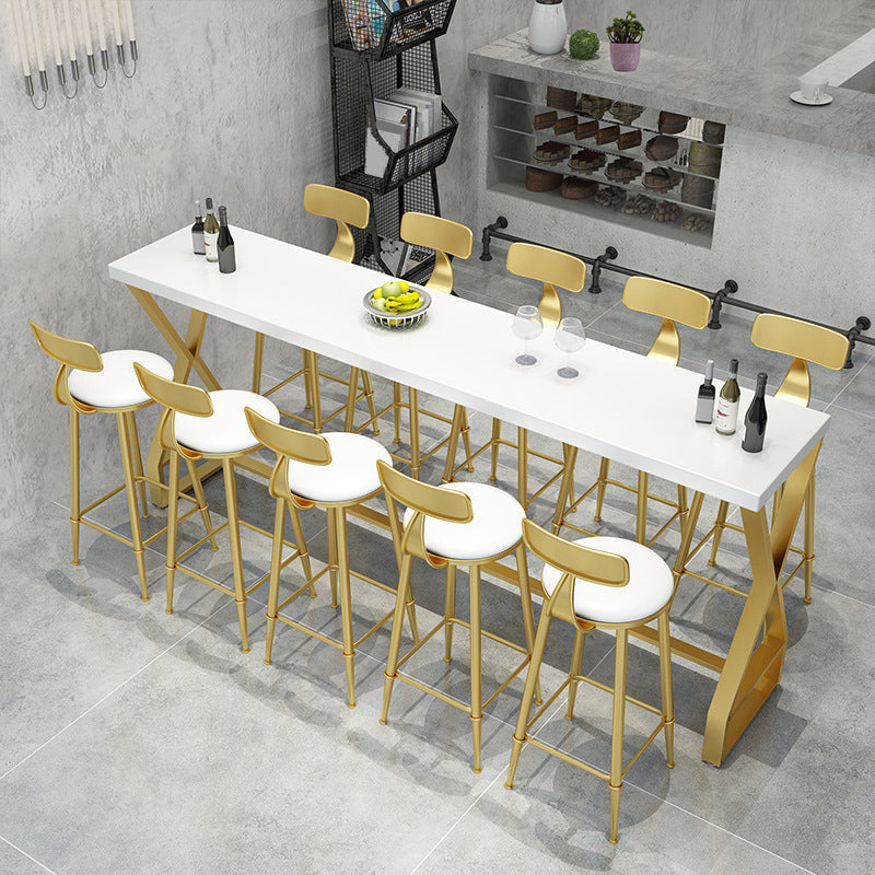 Glam Bar-height Table Solid Wood Top Pub Table for Patio Use White Without Chairs Clearhalo 'Bar Furniture' 'Bar Tables' 'bar_tables' 'furn' 'furn_bar_tables' 'Furniture' 'Kitchen & Dining Furniture' 6384508