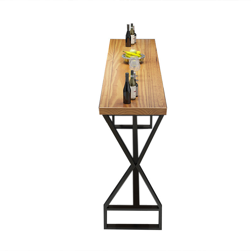 Glam Bar-height Table Solid Wood Top Pub Table for Patio Use Natural Without Chairs Clearhalo 'Bar Furniture' 'Bar Tables' 'bar_tables' 'furn' 'furn_bar_tables' 'Furniture' 'Kitchen & Dining Furniture' 6384510