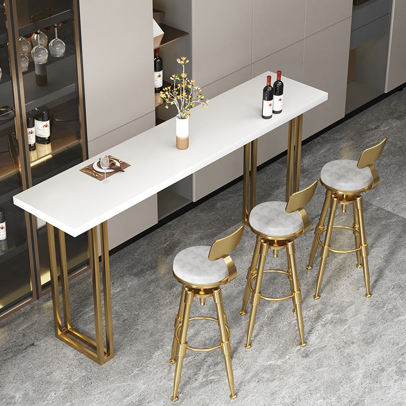 Glam Bar-height Table Solid Wood Top Pub Table for Living Room 78.7"L x 15.7"W x 41.3"H White Without Chairs Clearhalo 'Bar Furniture' 'Bar Tables' 'bar_tables' 'furn' 'furn_bar_tables' 'Furniture' 'Kitchen & Dining Furniture' 6384523