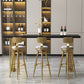 Glam Bar-height Table Solid Wood Top Pub Table for Living Room 78.7"L x 15.7"W x 41.3"H Black Without Chairs Clearhalo 'Bar Furniture' 'Bar Tables' 'bar_tables' 'furn' 'furn_bar_tables' 'Furniture' 'Kitchen & Dining Furniture' 6384526