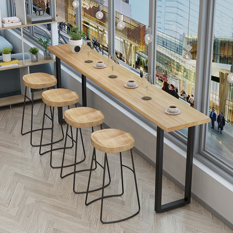 Modern Bar-height Table Solid Wood Top Bar Table for Patio Use 78.7"L x 17.7"W x 41.3"H Without Chairs Clearhalo 'Bar Furniture' 'Bar Tables' 'bar_tables' 'furn' 'furn_bar_tables' 'Furniture' 'Kitchen & Dining Furniture' 6384541