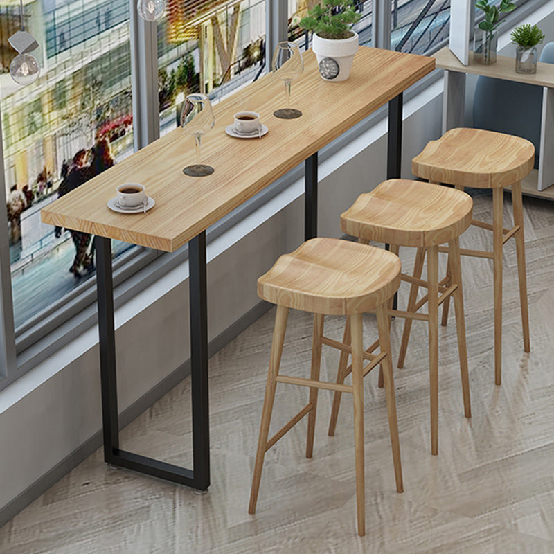 Modern Bar-height Table Solid Wood Top Bar Table for Patio Use 63"L x 17.7"W x 41.3"H Without Chairs Clearhalo 'Bar Furniture' 'Bar Tables' 'bar_tables' 'furn' 'furn_bar_tables' 'Furniture' 'Kitchen & Dining Furniture' 6384544