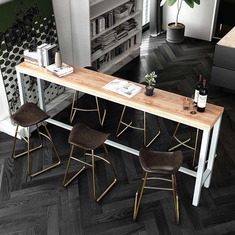 Modern Bar-height Table Solid Wood Top Bar Table for Living Room 86.6"L x 15.7"W x 41.3"H Without Chairs Clearhalo 'Bar Furniture' 'Bar Tables' 'bar_tables' 'furn' 'furn_bar_tables' 'Furniture' 'Kitchen & Dining Furniture' 6384569